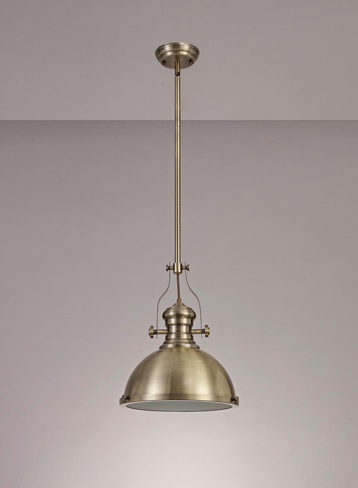 LOU2017 Louis Pendant 1 Light in a Antique Brass/Frosted White Finish