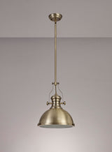 LOU2017 Louis Pendant 1 Light in a Antique Brass/Frosted White Finish