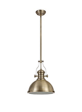 LOU2017 Louis Pendant 1 Light in a Antique Brass/Frosted White Finish