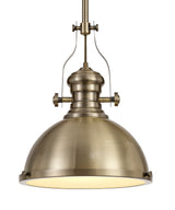 LOU2017 Louis Pendant 1 Light in a Antique Brass/Frosted White Finish