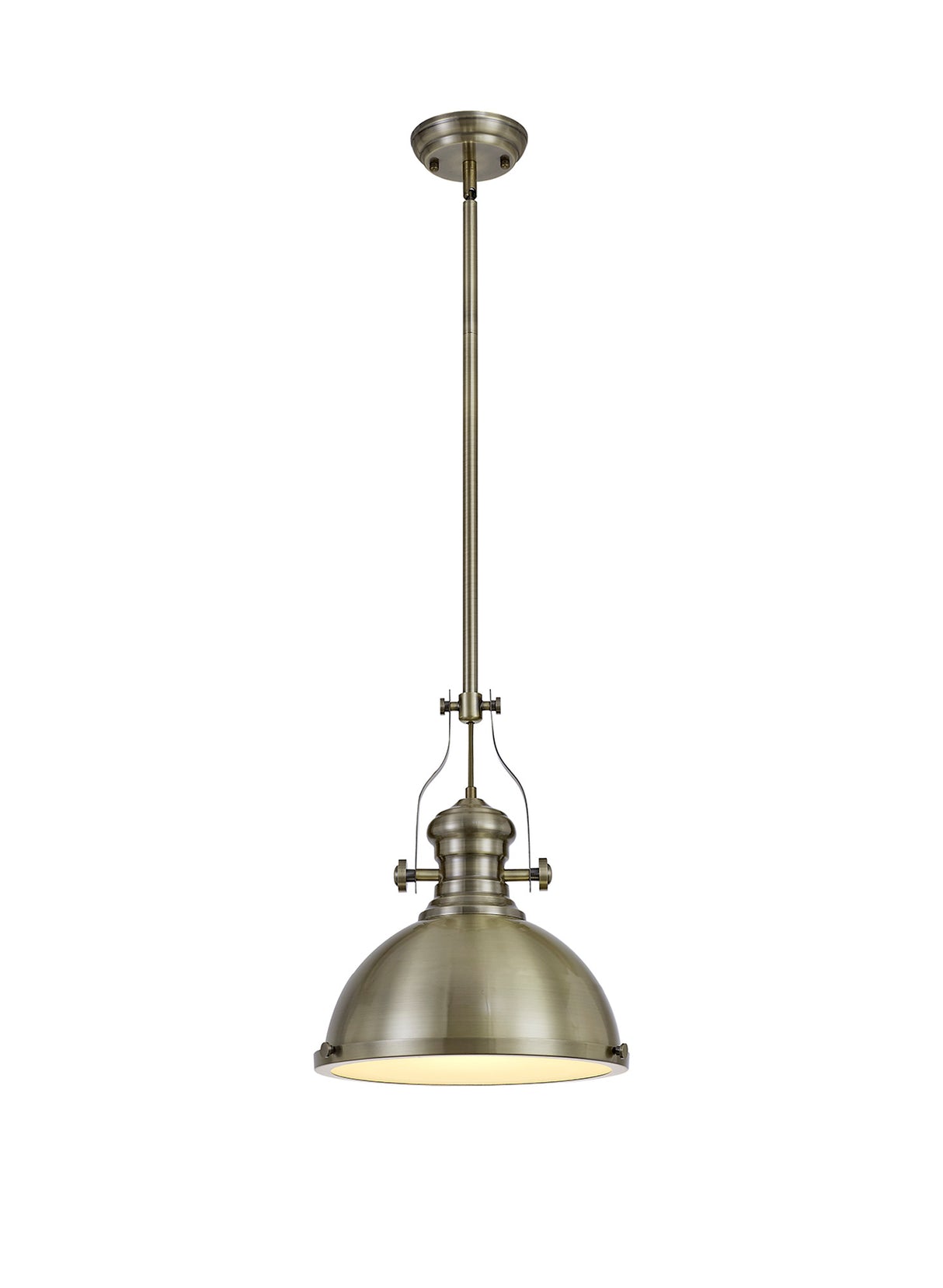 LOU2017 Louis Pendant 1 Light in a Antique Brass/Frosted White Finish