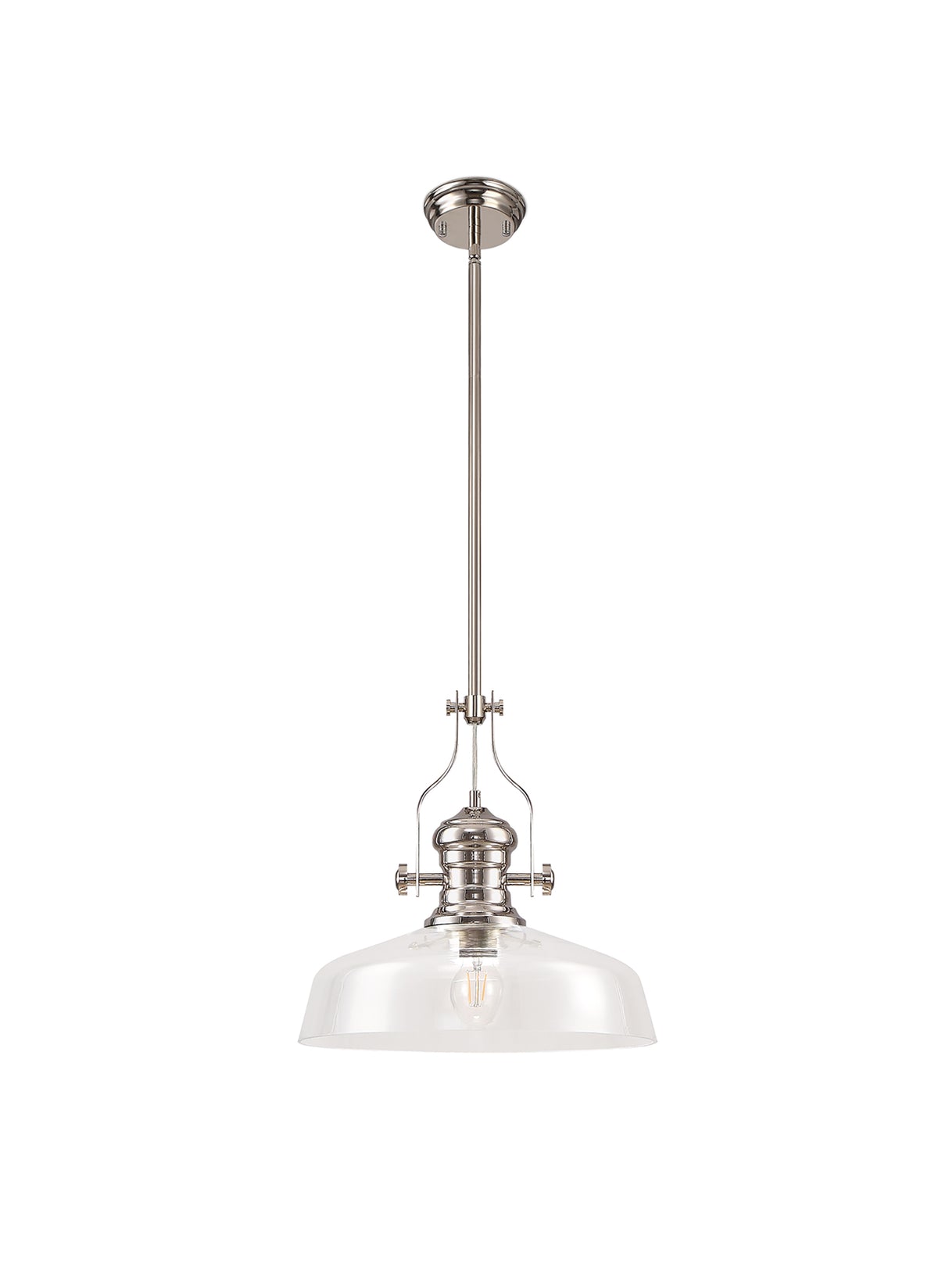 LOU2218 Louis Pendant 1 Light in a Polished Nickel Finish