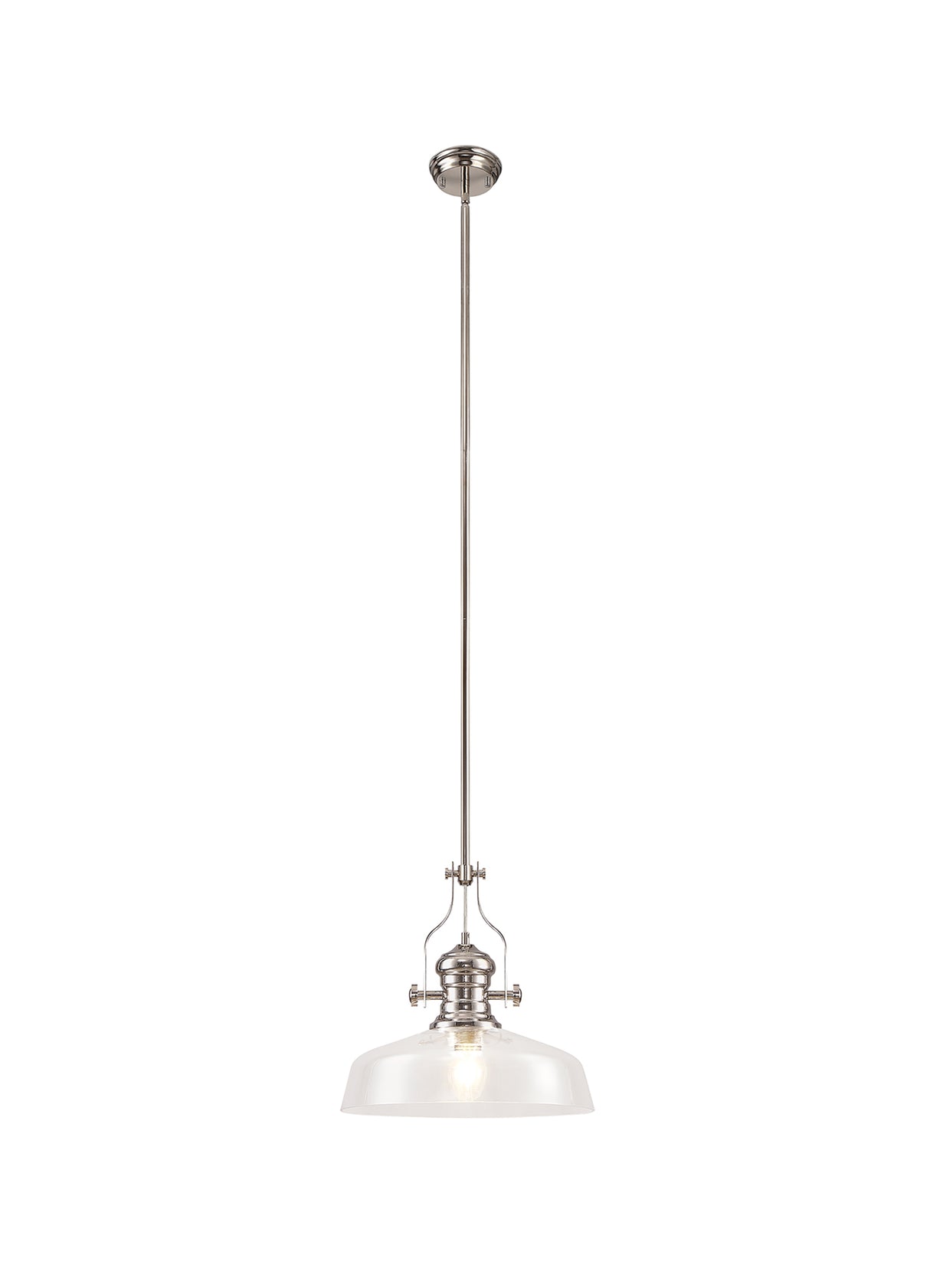 LOU2218 Louis Pendant 1 Light in a Polished Nickel Finish