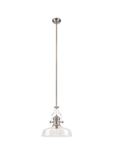 LOU2218 Louis Pendant 1 Light in a Polished Nickel Finish