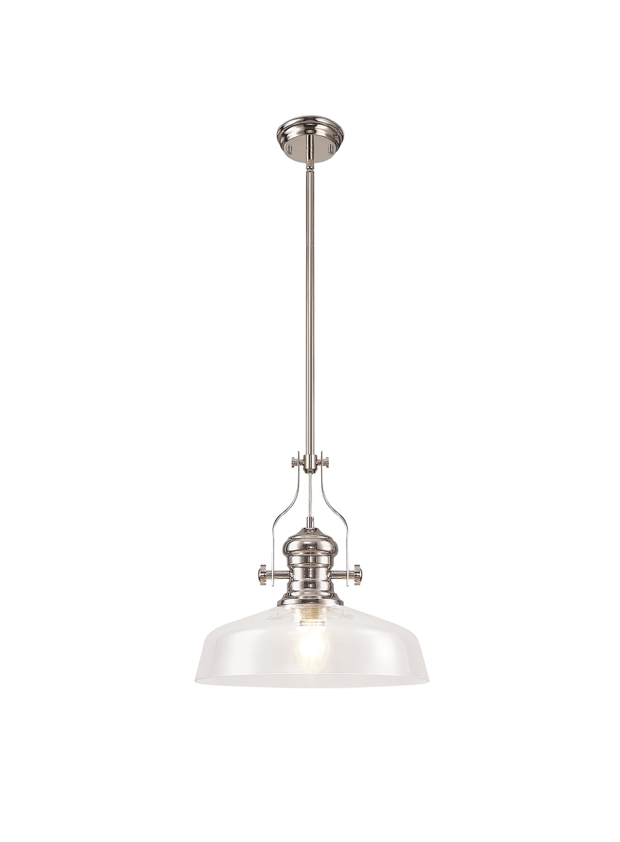 LOU2218 Louis Pendant 1 Light in a Polished Nickel Finish