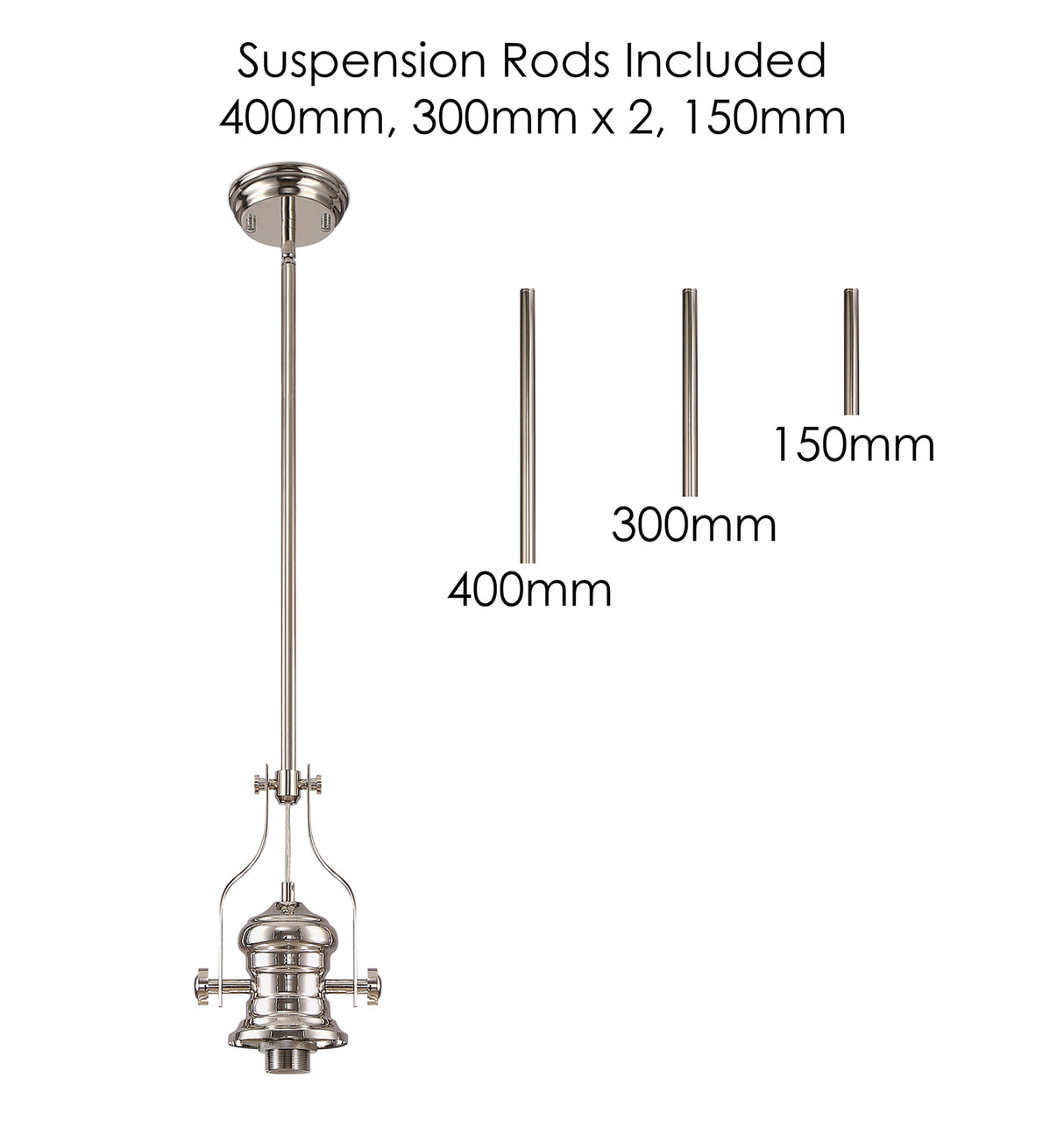 LOU2218 Louis Pendant 1 Light in a Polished Nickel Finish