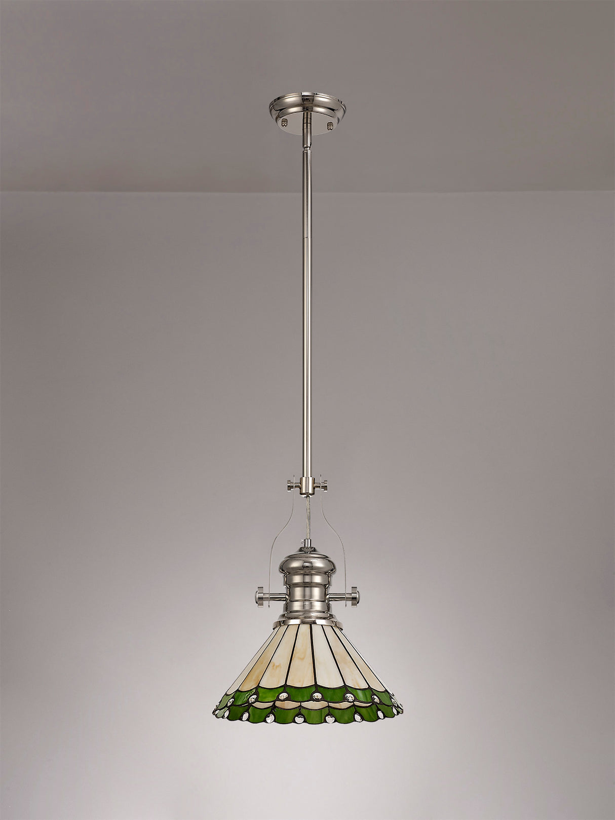 UKL0427 Uklun 30cm Non-Electric Shade in a Green/Cream/Black/Clear Finish and Clear Crystal