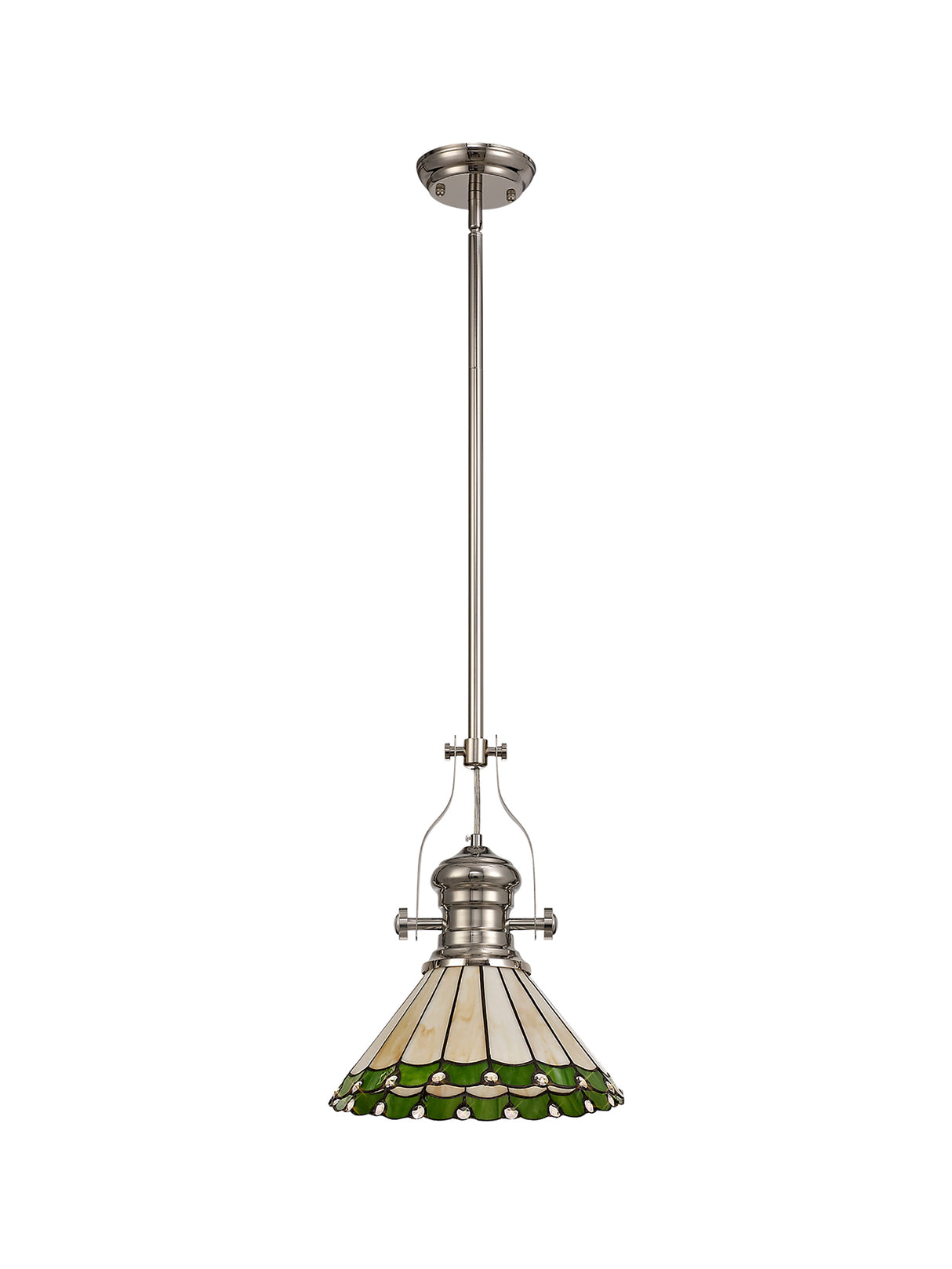 LOU2218 Louis Pendant 1 Light in a Polished Nickel Finish