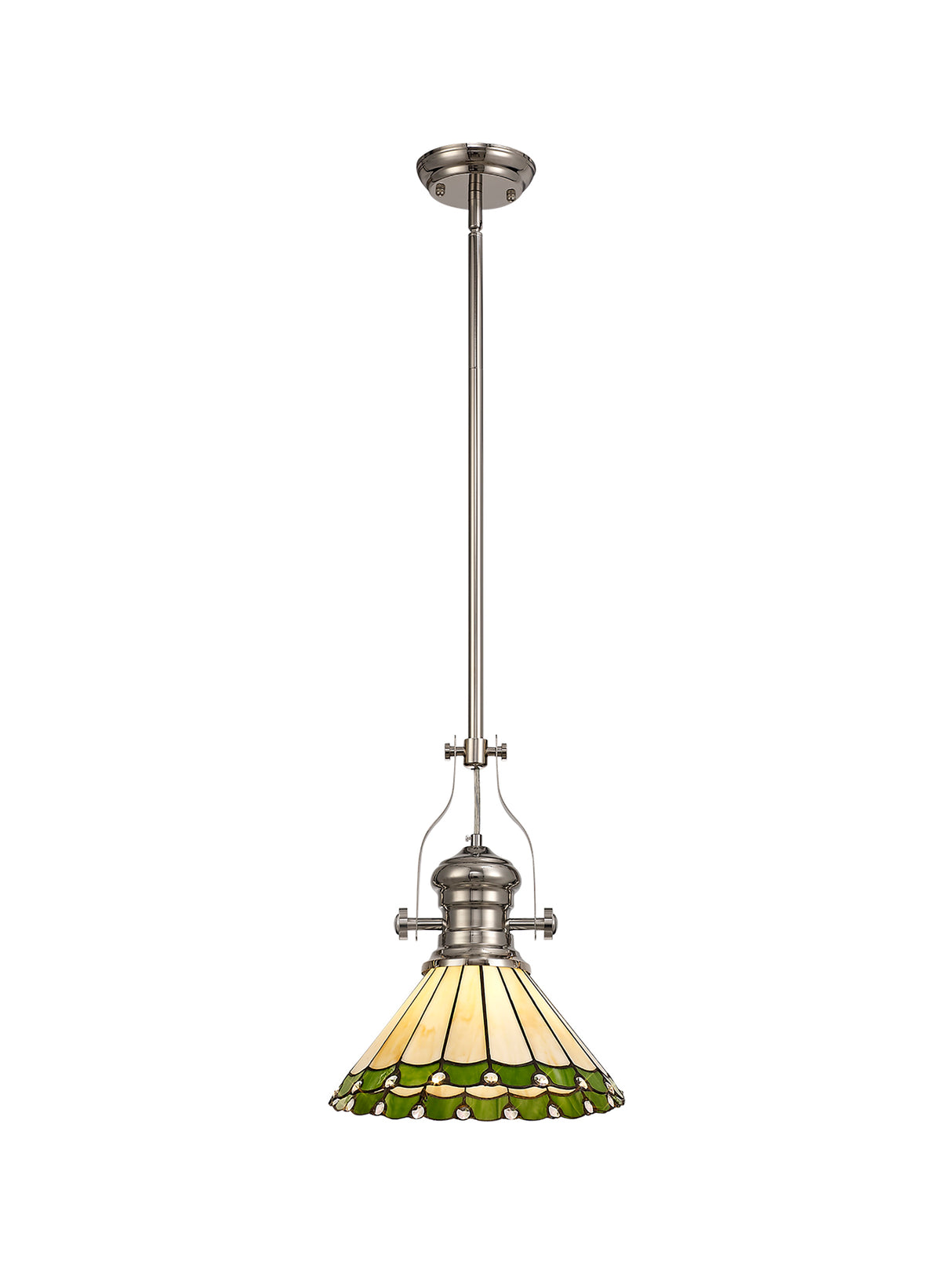 LOU2218 Louis Pendant 1 Light in a Polished Nickel Finish