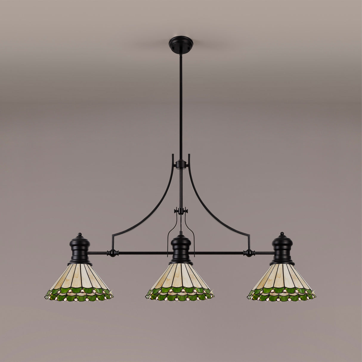 UKL0427 Uklun 30cm Non-Electric Shade in a Green/Cream/Black/Clear Finish and Clear Crystal