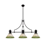 UKL0427 Uklun 30cm Non-Electric Shade in a Green/Cream/Black/Clear Finish and Clear Crystal