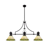 UKL0427 Uklun 30cm Non-Electric Shade in a Green/Cream/Black/Clear Finish and Clear Crystal