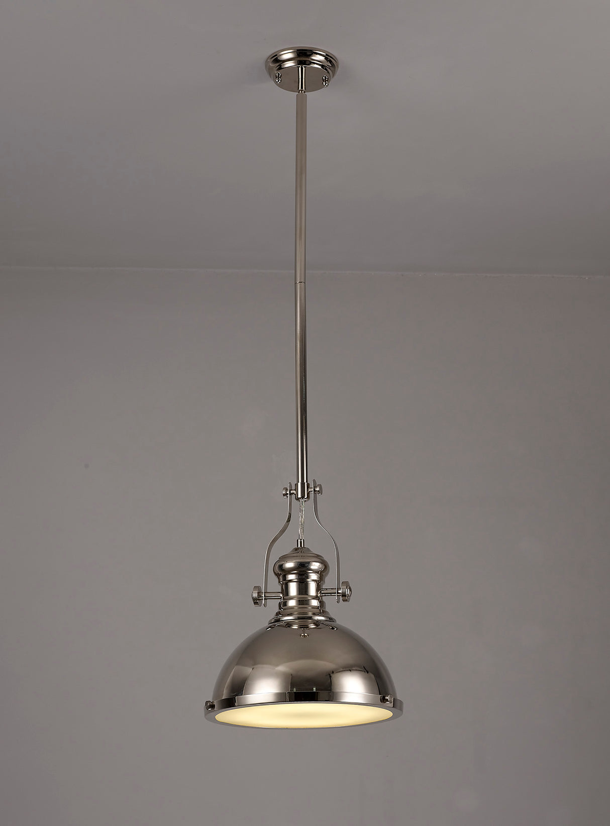 LOU3017 Louis Pendant 1 Light in a Polished Nickel/Frosted White Finish