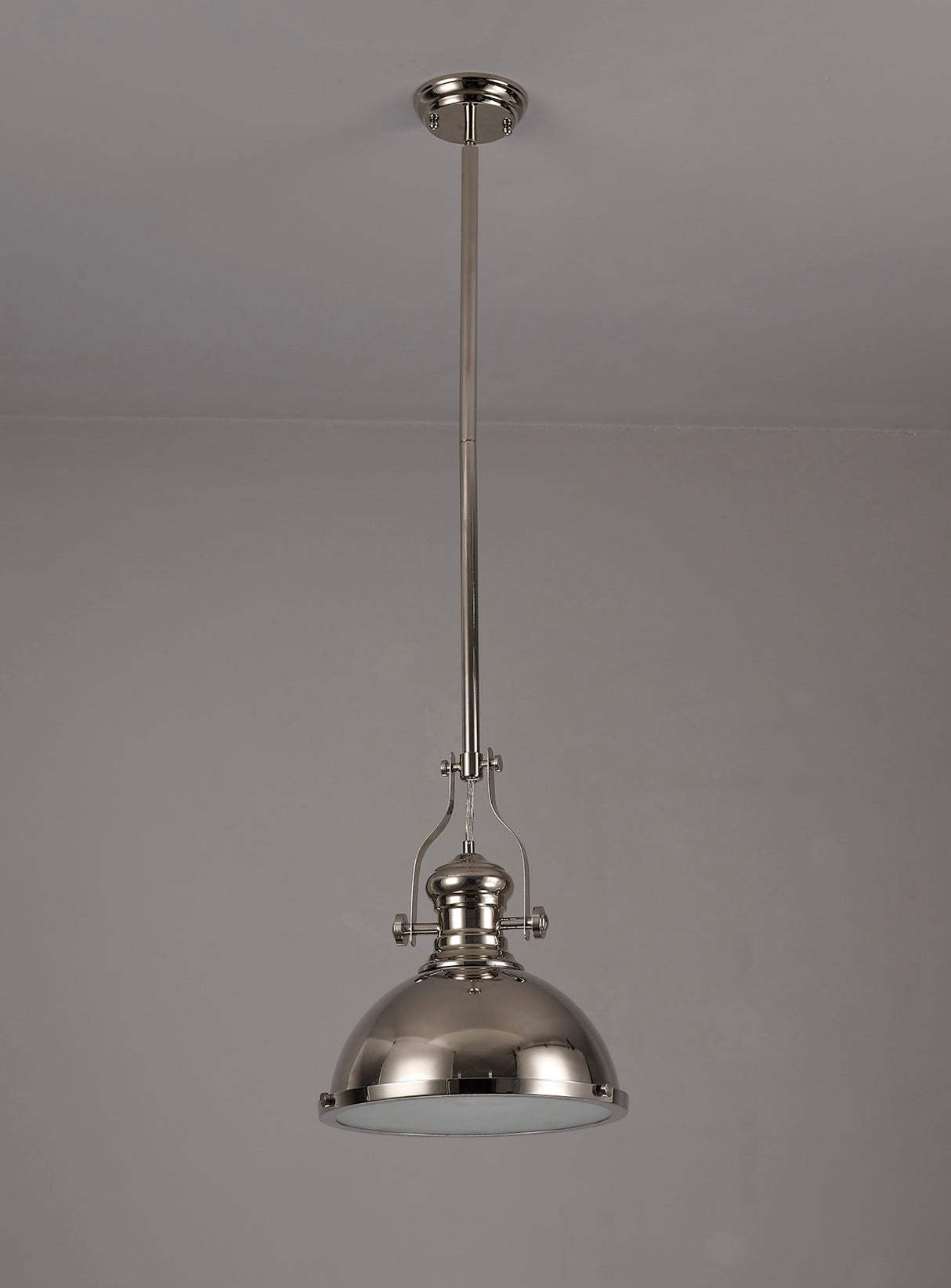 LOU3017 Louis Pendant 1 Light in a Polished Nickel/Frosted White Finish