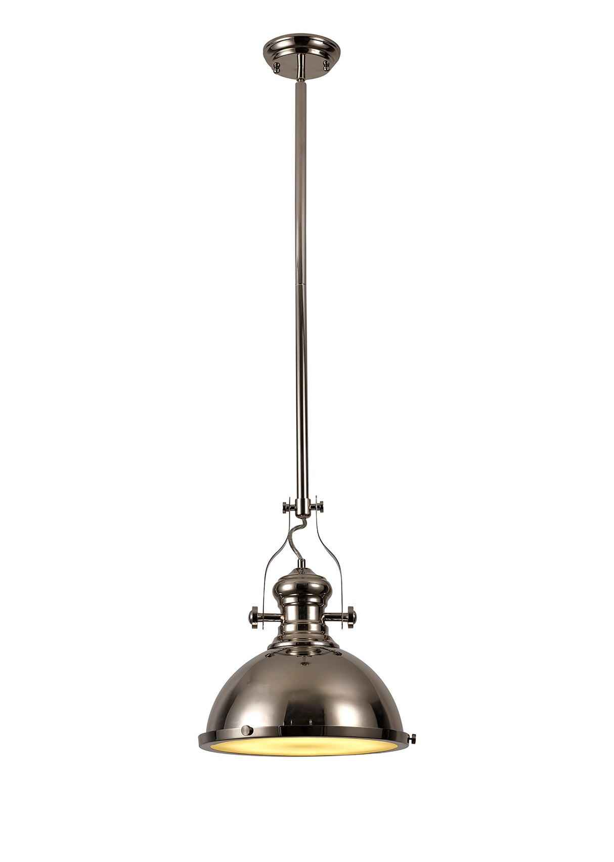 LOU3017 Louis Pendant 1 Light in a Polished Nickel/Frosted White Finish