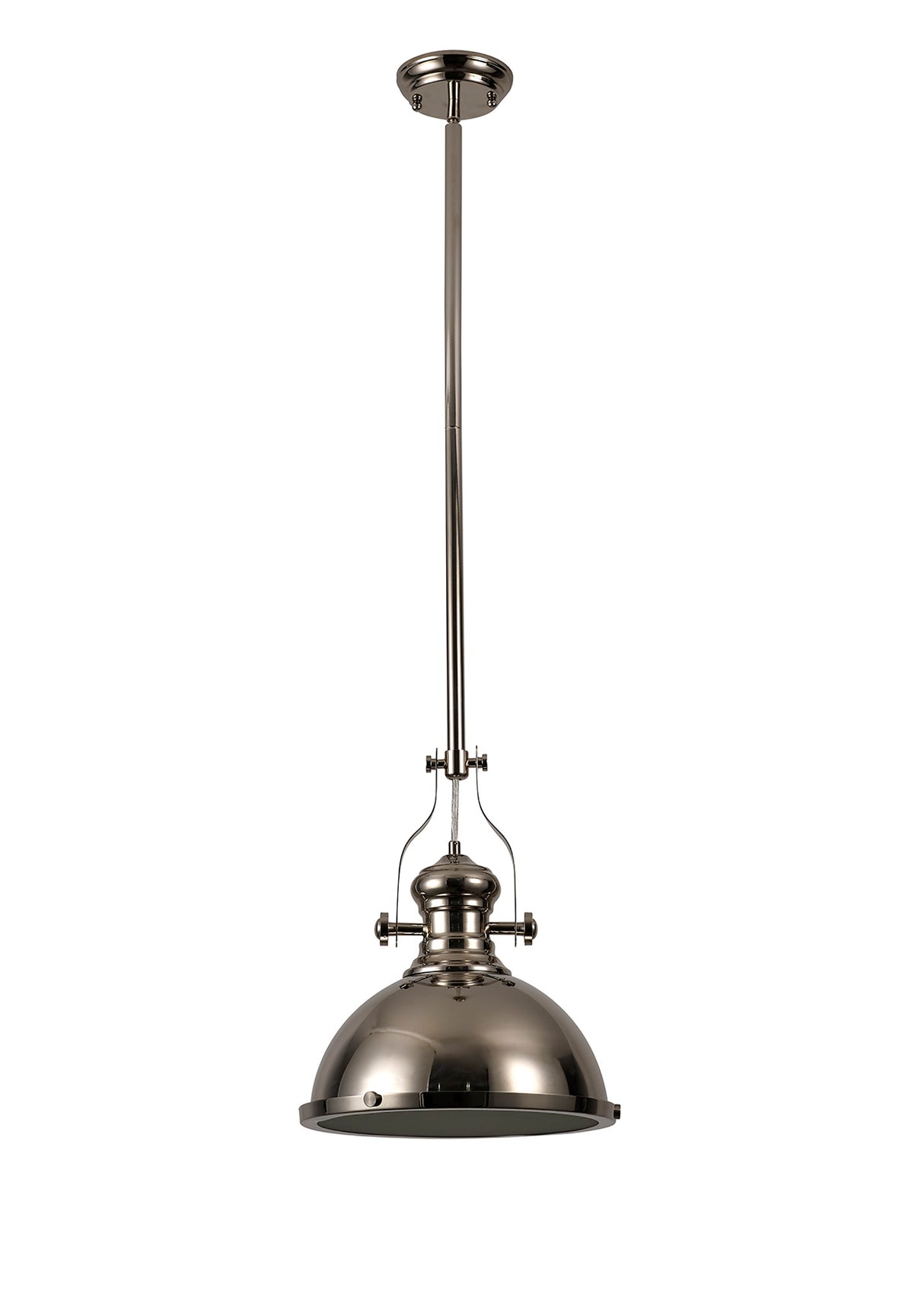 LOU3017 Louis Pendant 1 Light in a Polished Nickel/Frosted White Finish