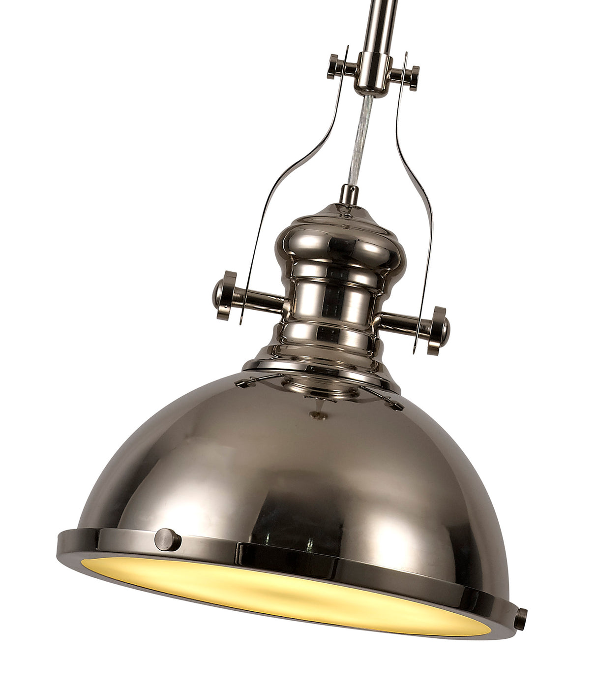 LOU3017 Louis Pendant 1 Light in a Polished Nickel/Frosted White Finish