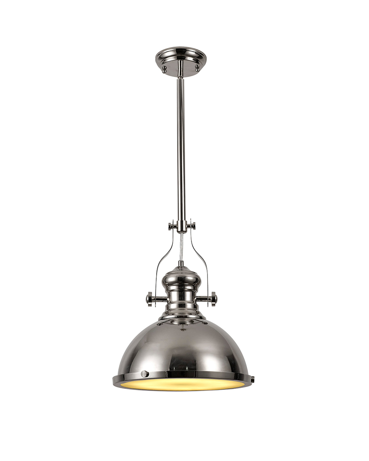 LOU3017 Louis Pendant 1 Light in a Polished Nickel/Frosted White Finish