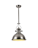 LOU3017 Louis Pendant 1 Light in a Polished Nickel/Frosted White Finish