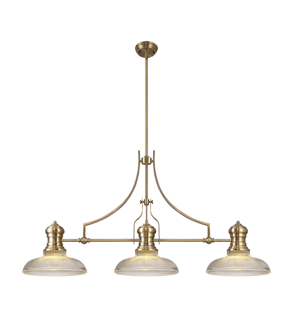 LOU3218 Louis Pendant 3 Light in a Antique Brass Finish