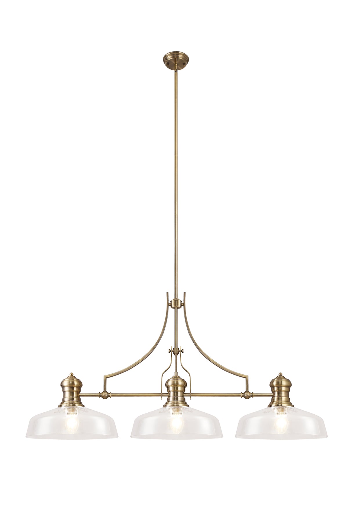 LOU3218 Louis Pendant 3 Light in a Antique Brass Finish