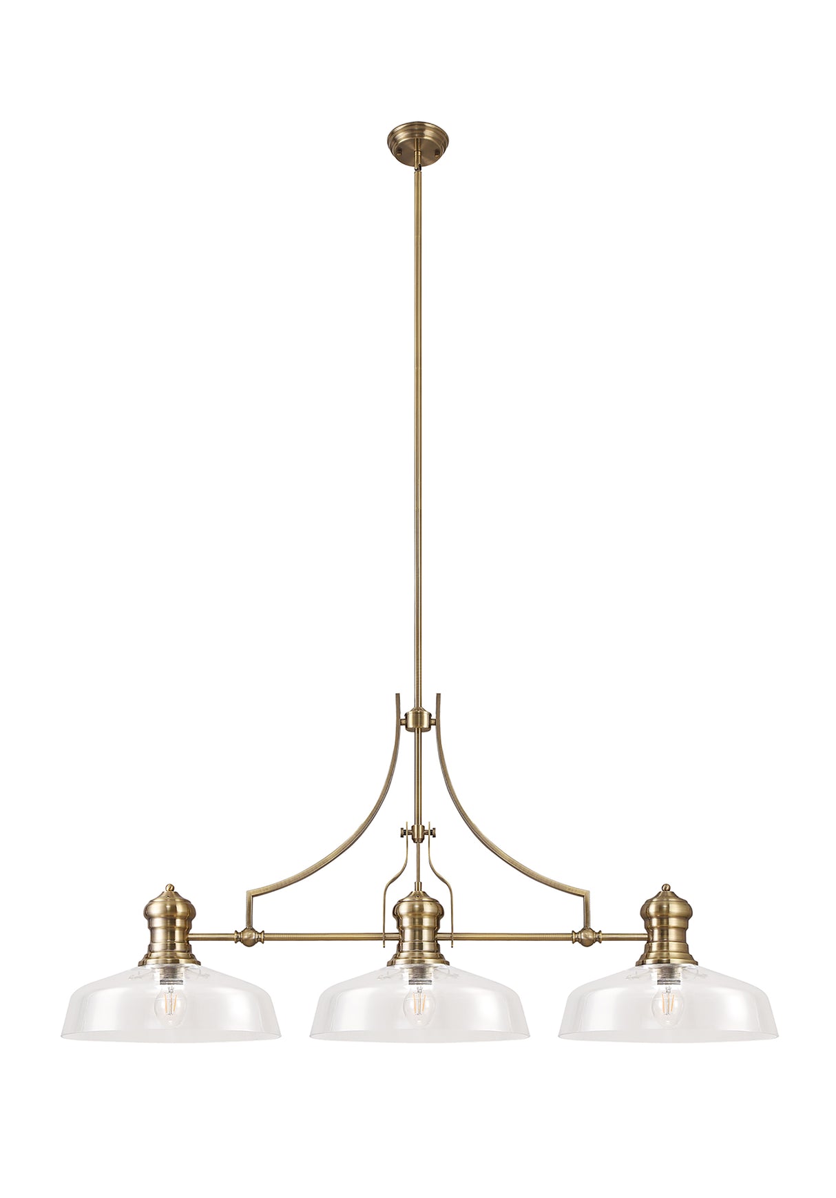 LOU3218 Louis Pendant 3 Light in a Antique Brass Finish