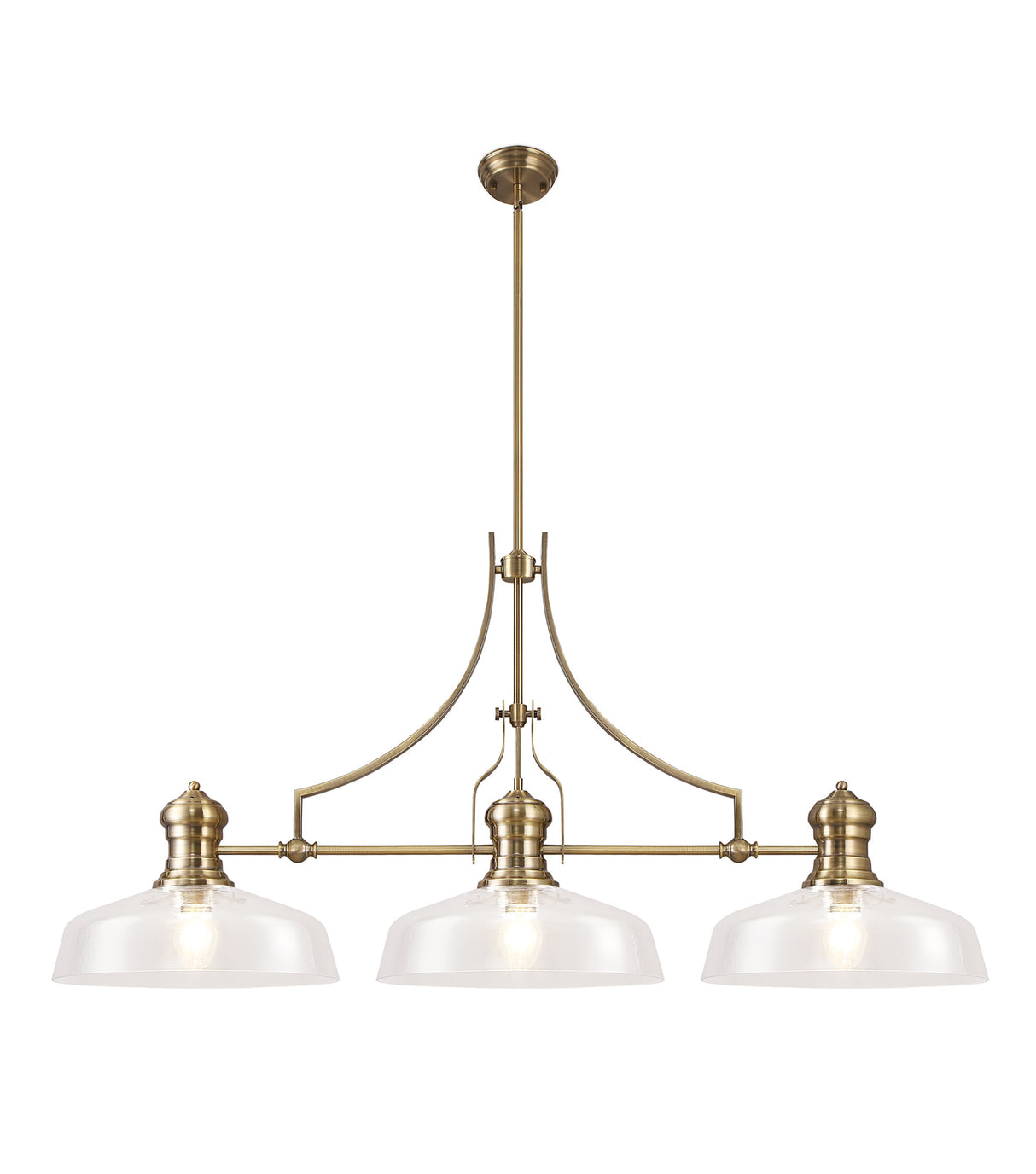 LOU3218 Louis Pendant 3 Light in a Antique Brass Finish