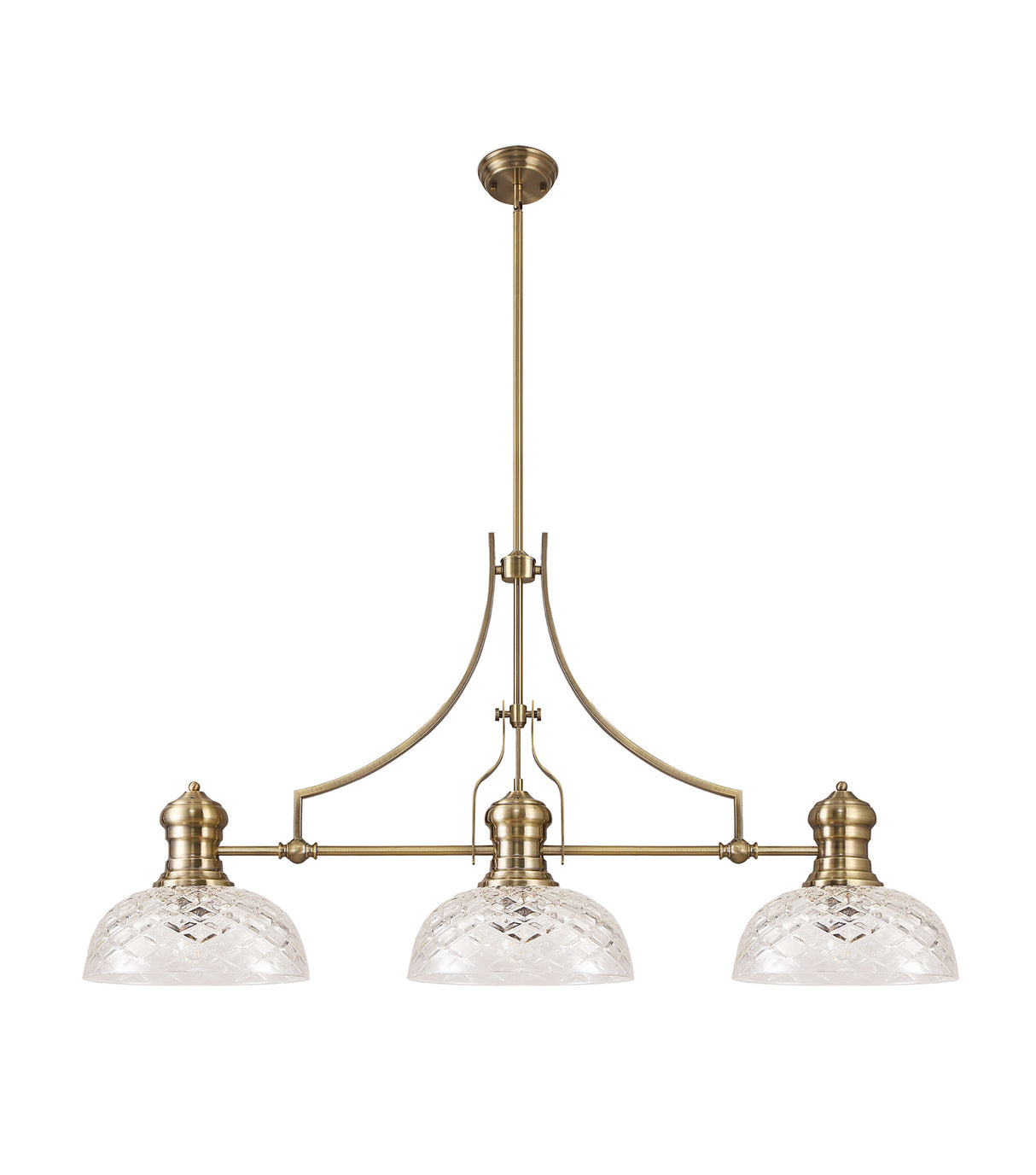 LOU3218 Louis Pendant 3 Light in a Antique Brass Finish