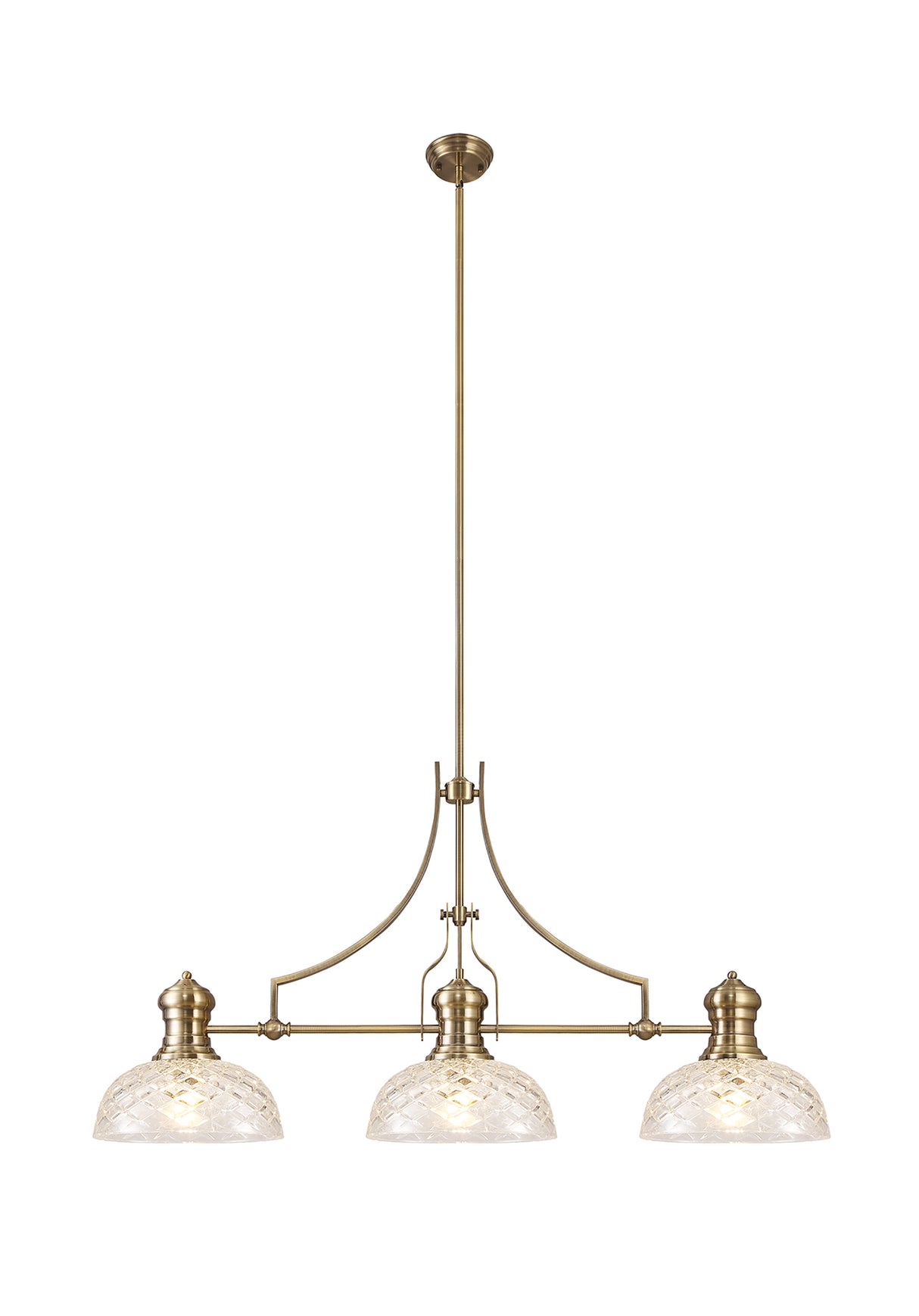 LOU3218 Louis Pendant 3 Light in a Antique Brass Finish