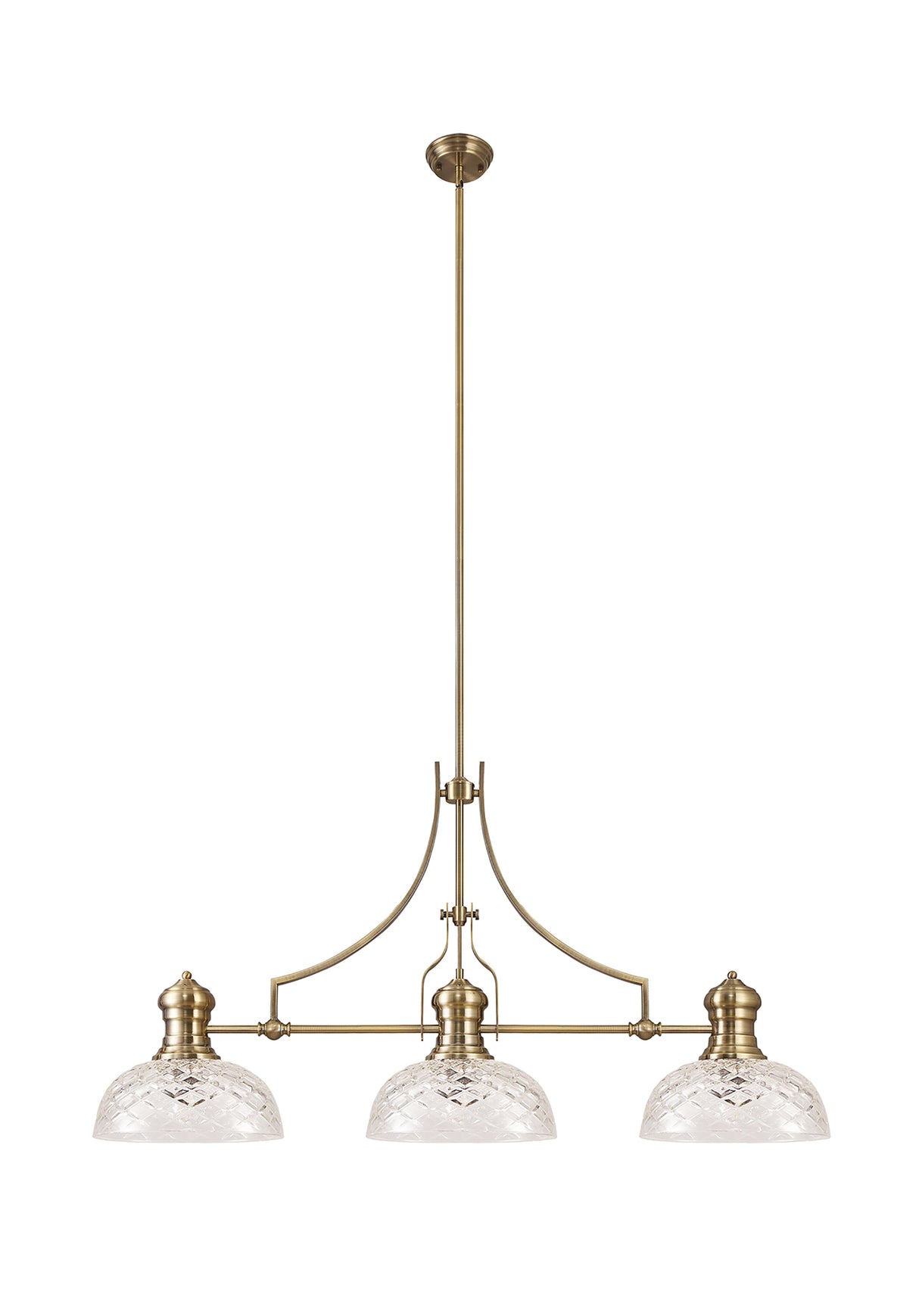 LOU3218 Louis Pendant 3 Light in a Antique Brass Finish