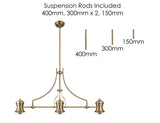 LOU3218 Louis Pendant 3 Light in a Antique Brass Finish