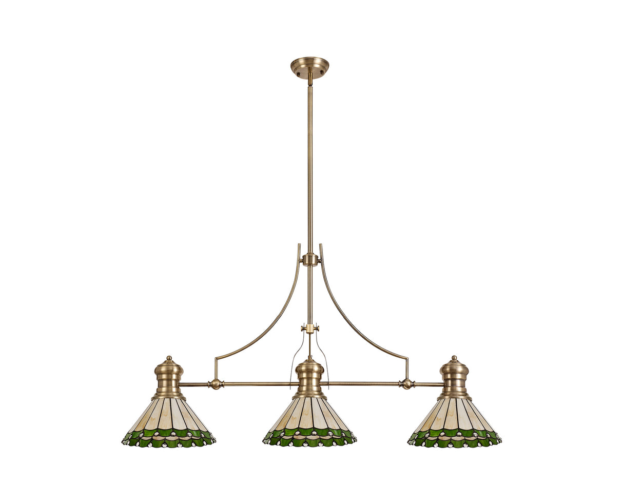 LOU3218 Louis Pendant 3 Light in a Antique Brass Finish