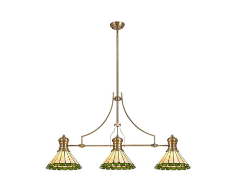 LOU3218 Louis Pendant 3 Light in a Antique Brass Finish