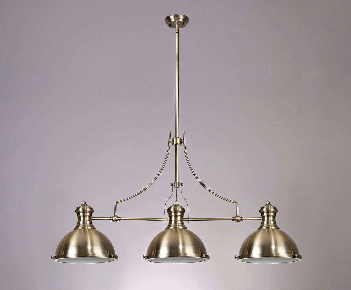 LOU4017 Louis Pendant 3 Light in a Antique Brass/Frosted White Finish