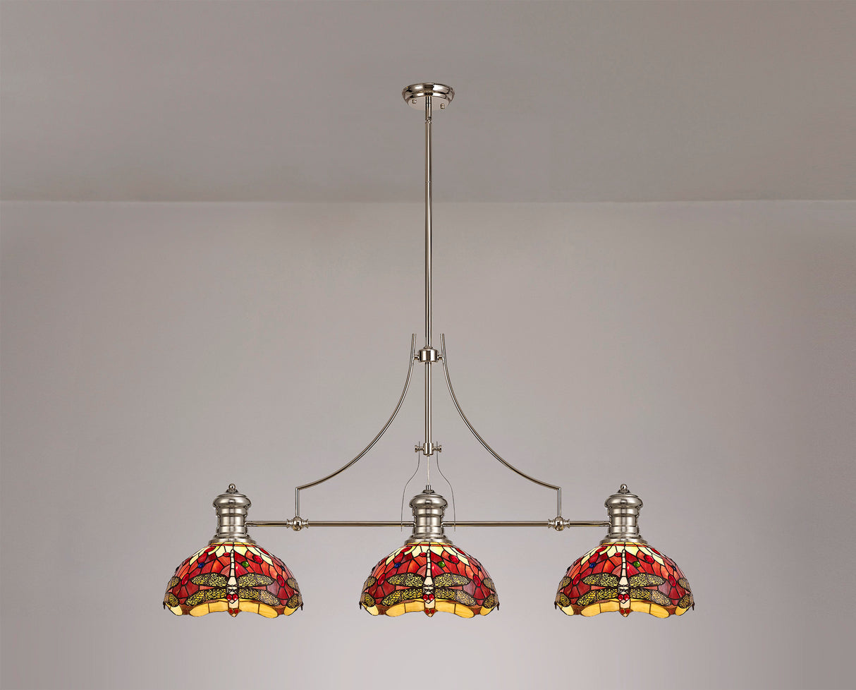 LOU4218 Louis Pendant 3 Light in a Polished Nickel Finish