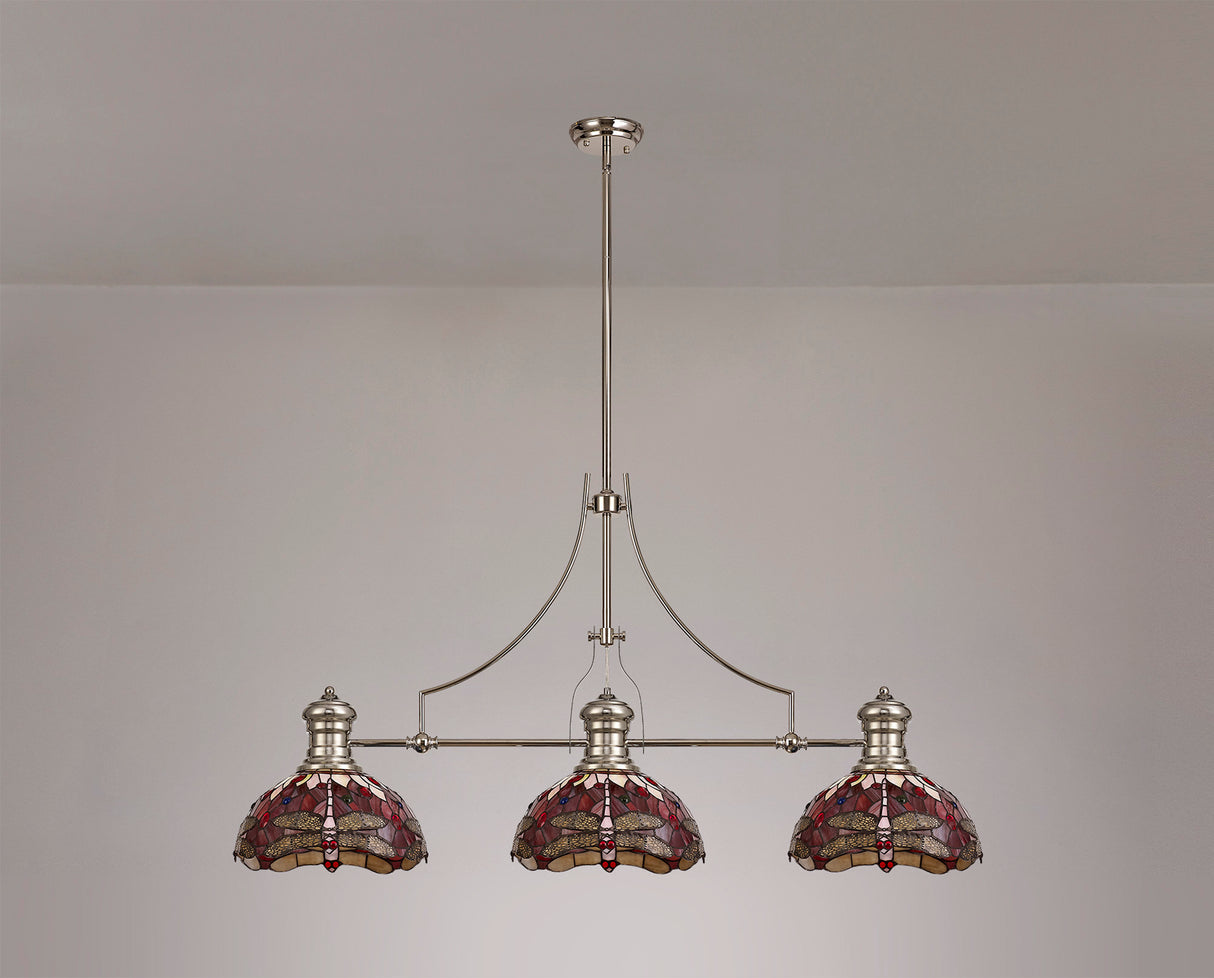 LOU4218 Louis Pendant 3 Light in a Polished Nickel Finish