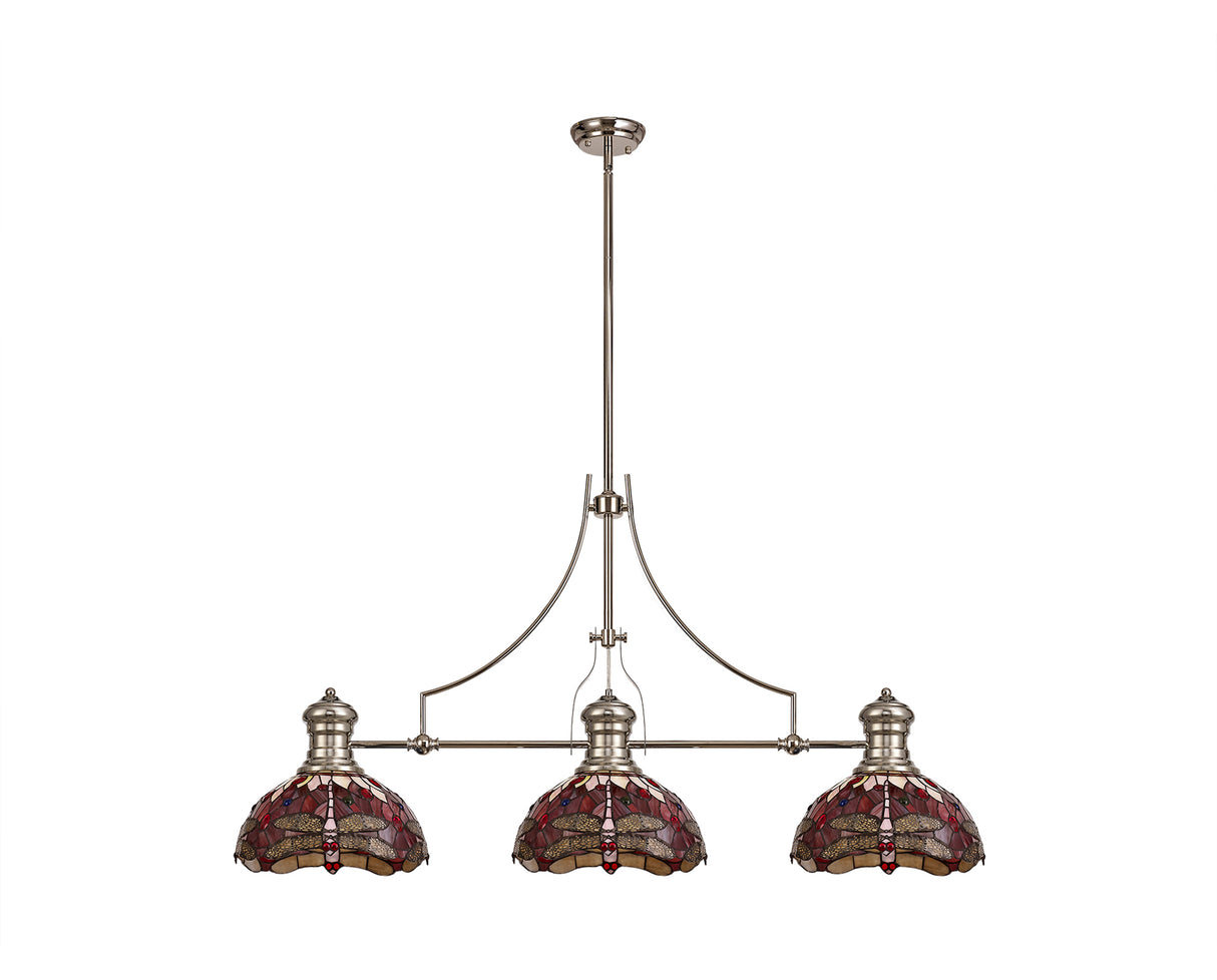 LOU4218 Louis Pendant 3 Light in a Polished Nickel Finish