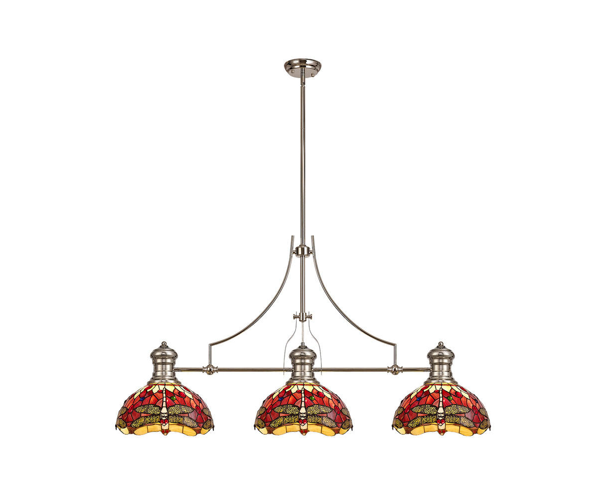 LOU4218 Louis Pendant 3 Light in a Polished Nickel Finish