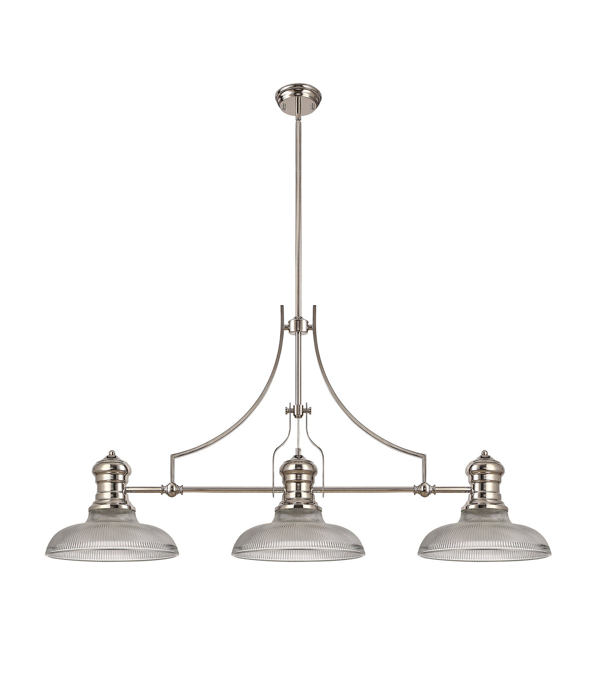 LOU4218 Louis Pendant 3 Light in a Polished Nickel Finish