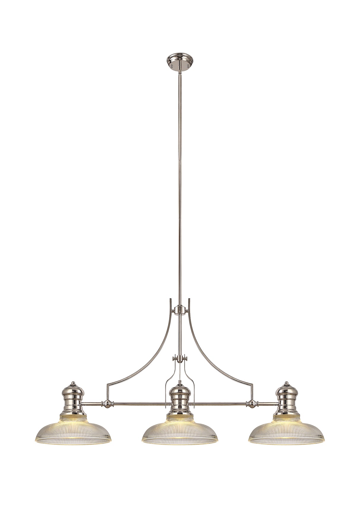 LOU4218 Louis Pendant 3 Light in a Polished Nickel Finish