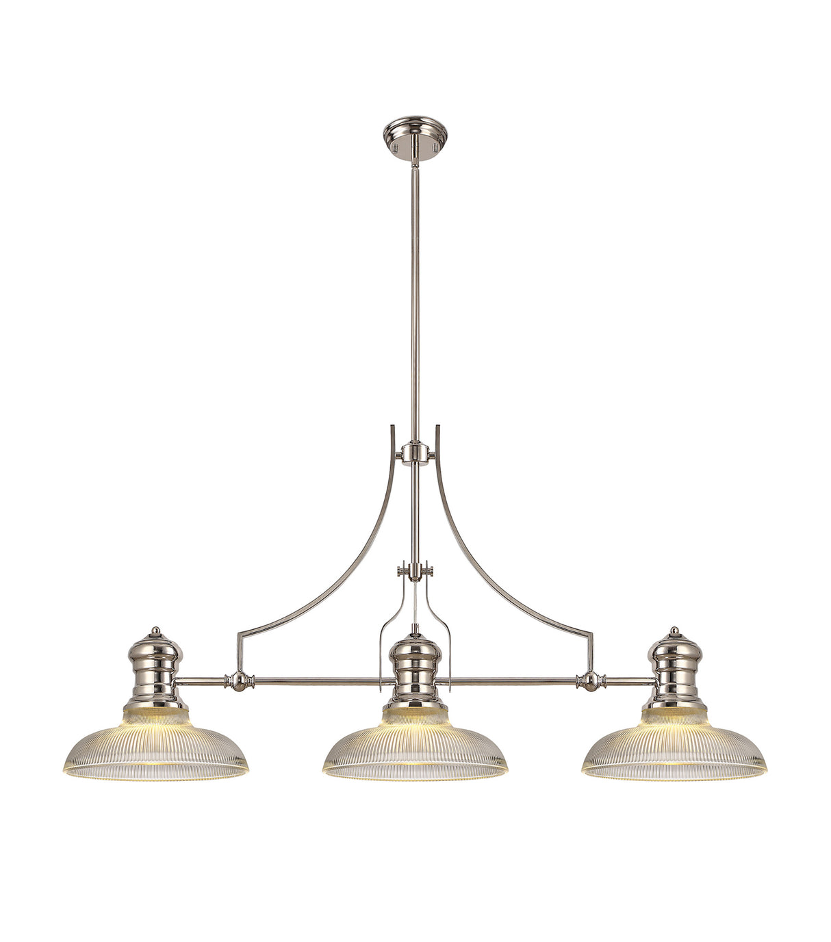 LOU4218 Louis Pendant 3 Light in a Polished Nickel Finish