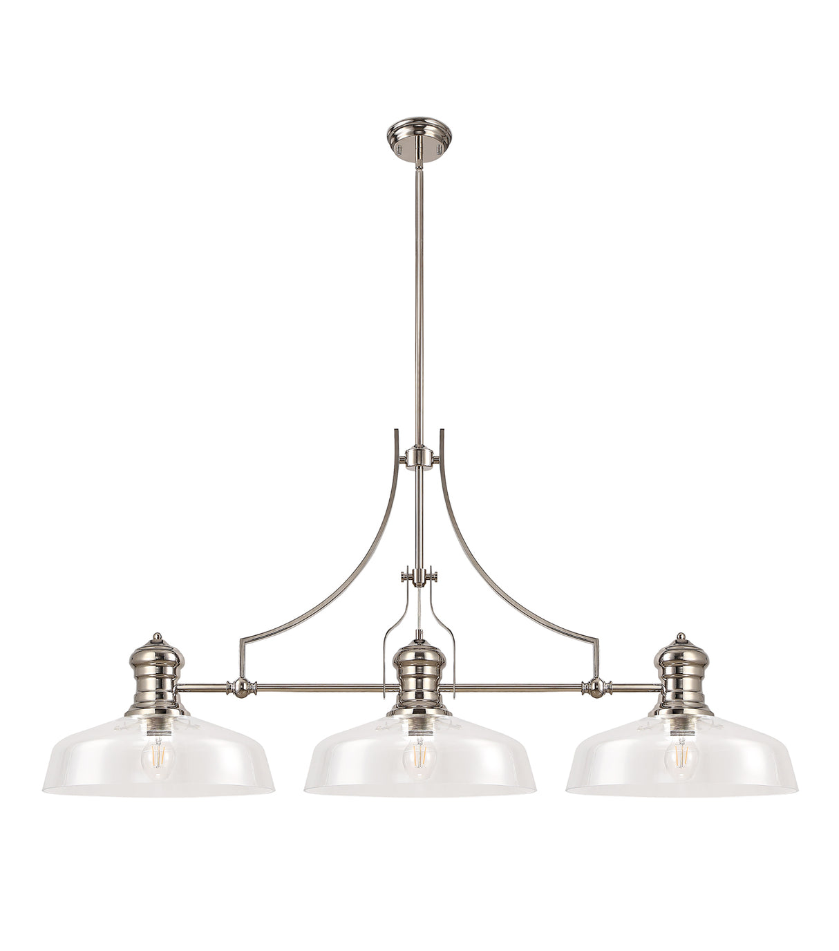 LOU4218 Louis Pendant 3 Light in a Polished Nickel Finish