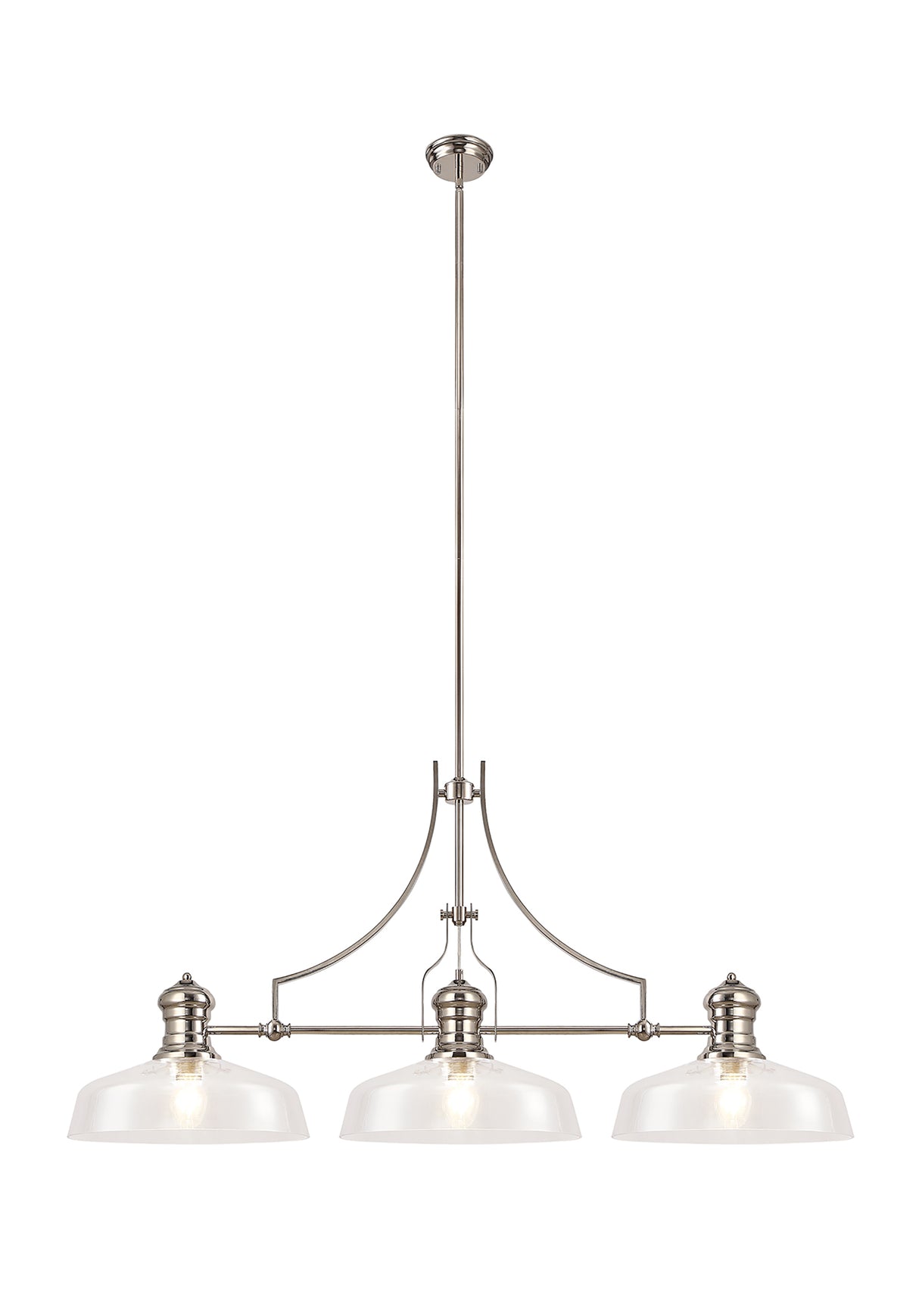 LOU4218 Louis Pendant 3 Light in a Polished Nickel Finish