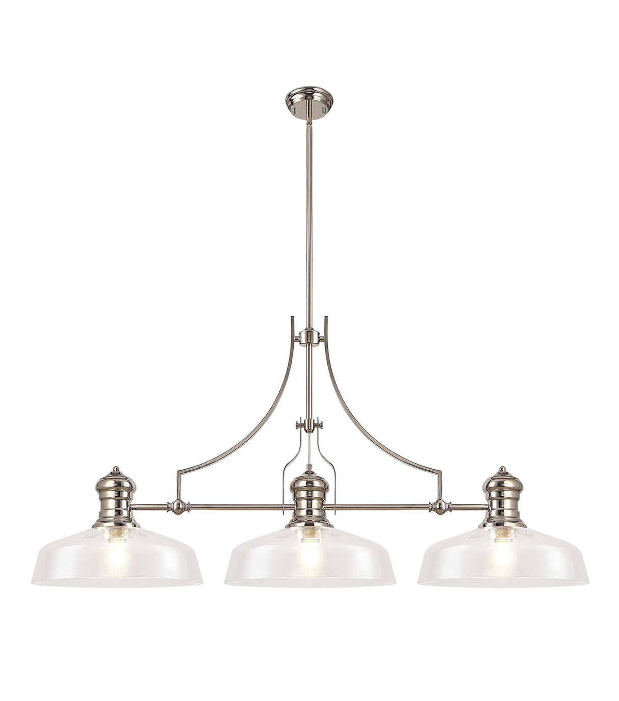 LOU4218 Louis Pendant 3 Light in a Polished Nickel Finish