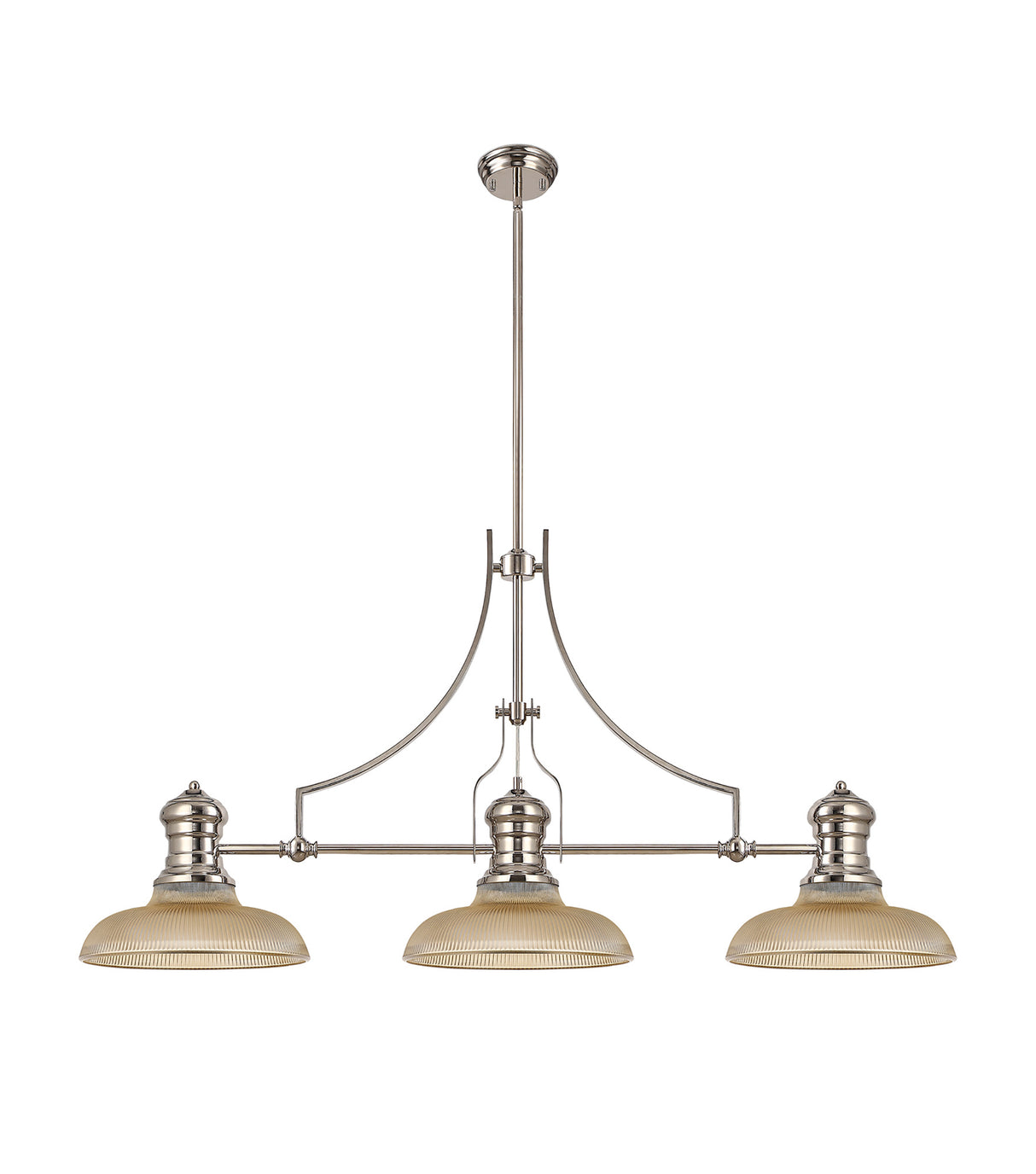 LOU4218 Louis Pendant 3 Light in a Polished Nickel Finish