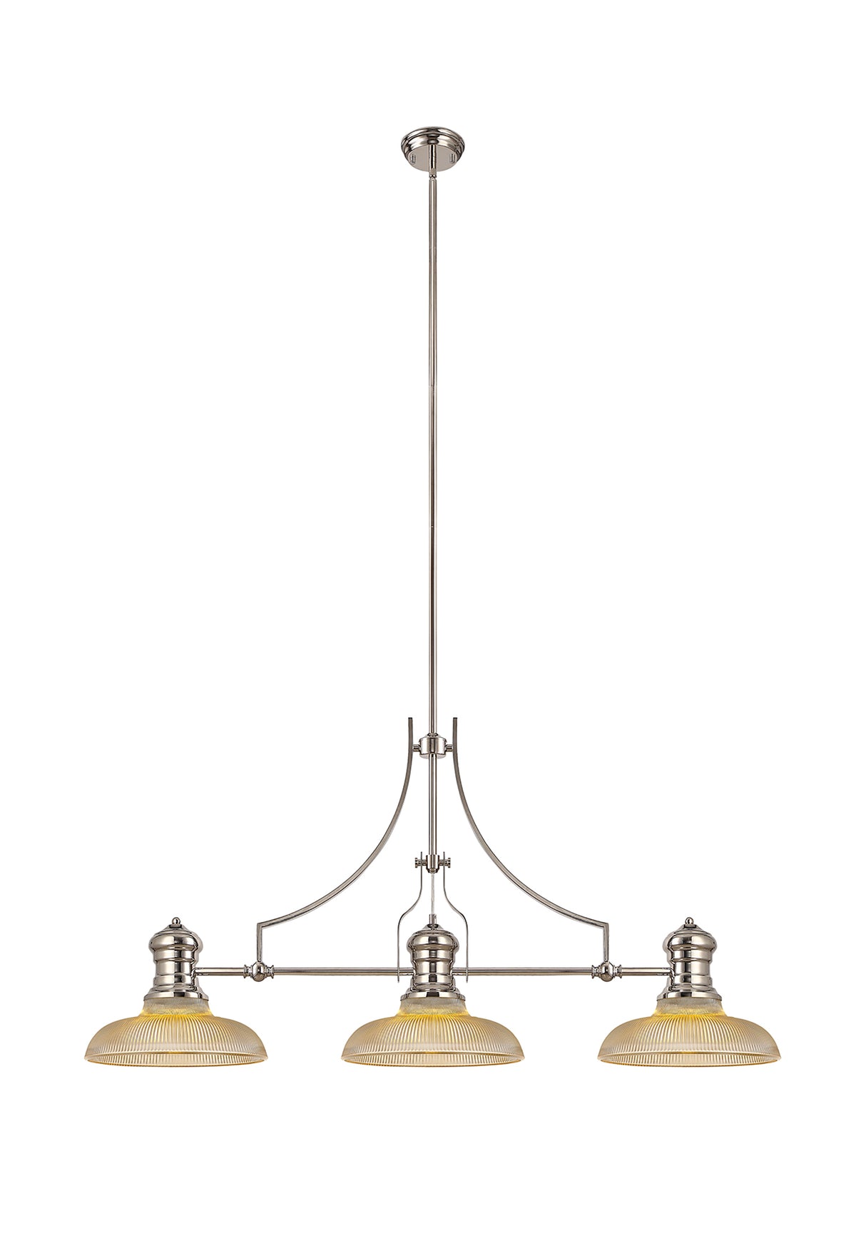 LOU4218 Louis Pendant 3 Light in a Polished Nickel Finish