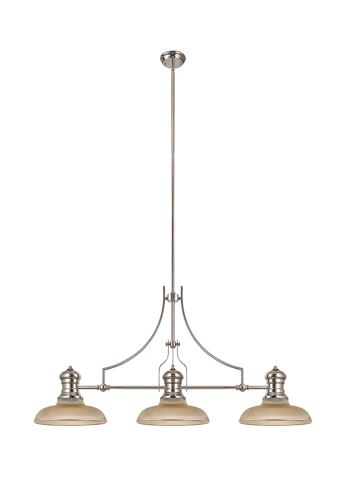 LOU4218 Louis Pendant 3 Light in a Polished Nickel Finish