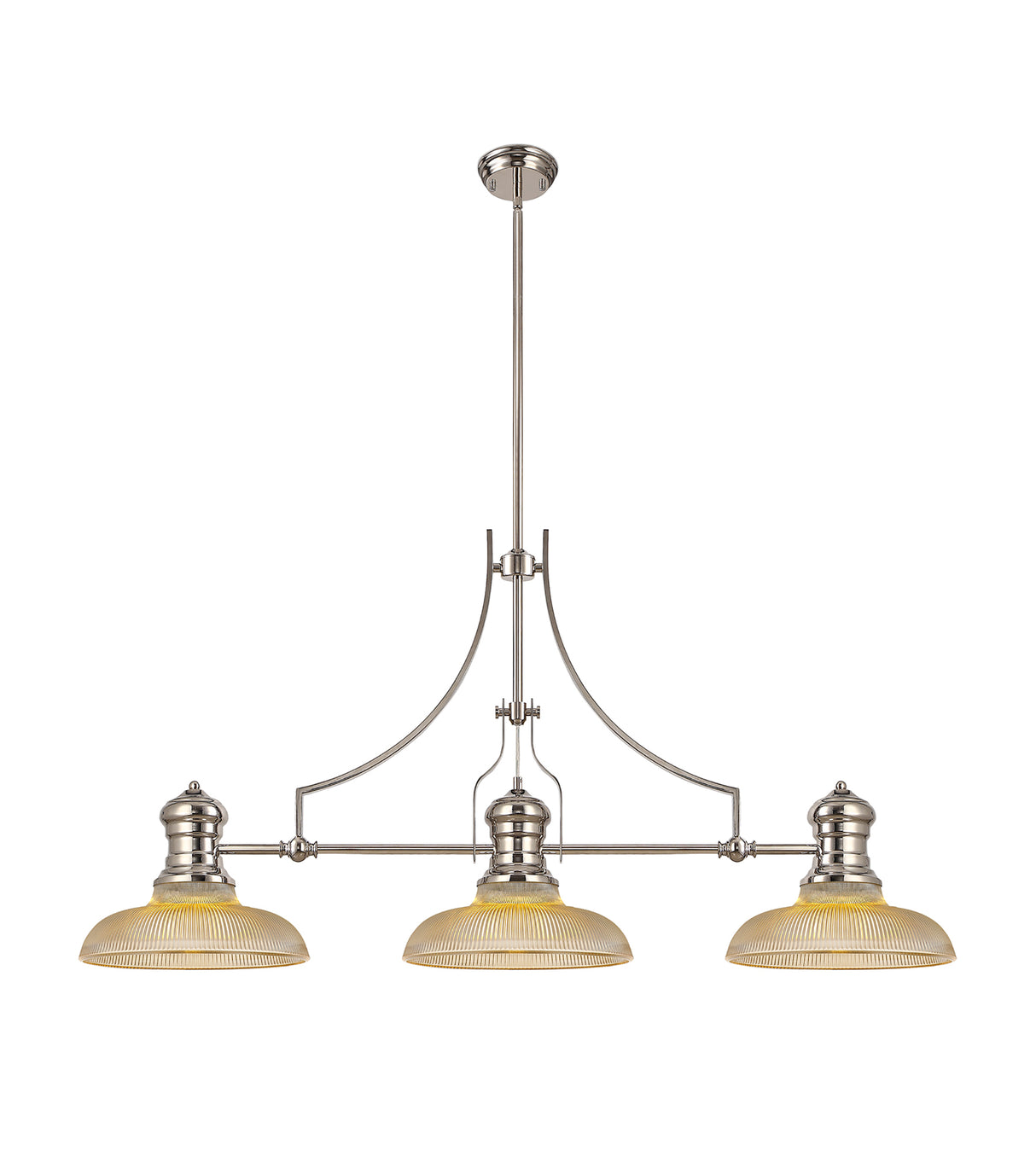 LOU4218 Louis Pendant 3 Light in a Polished Nickel Finish