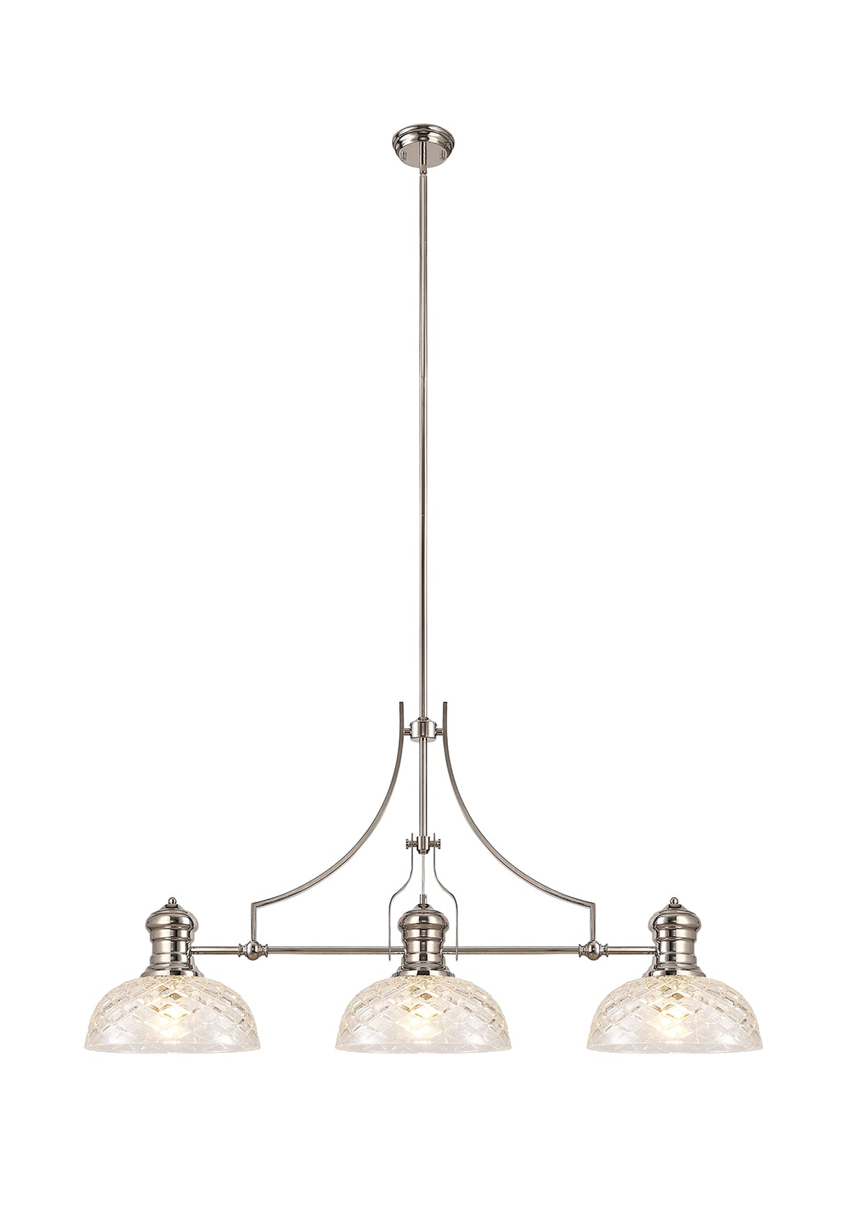 LOU4218 Louis Pendant 3 Light in a Polished Nickel Finish