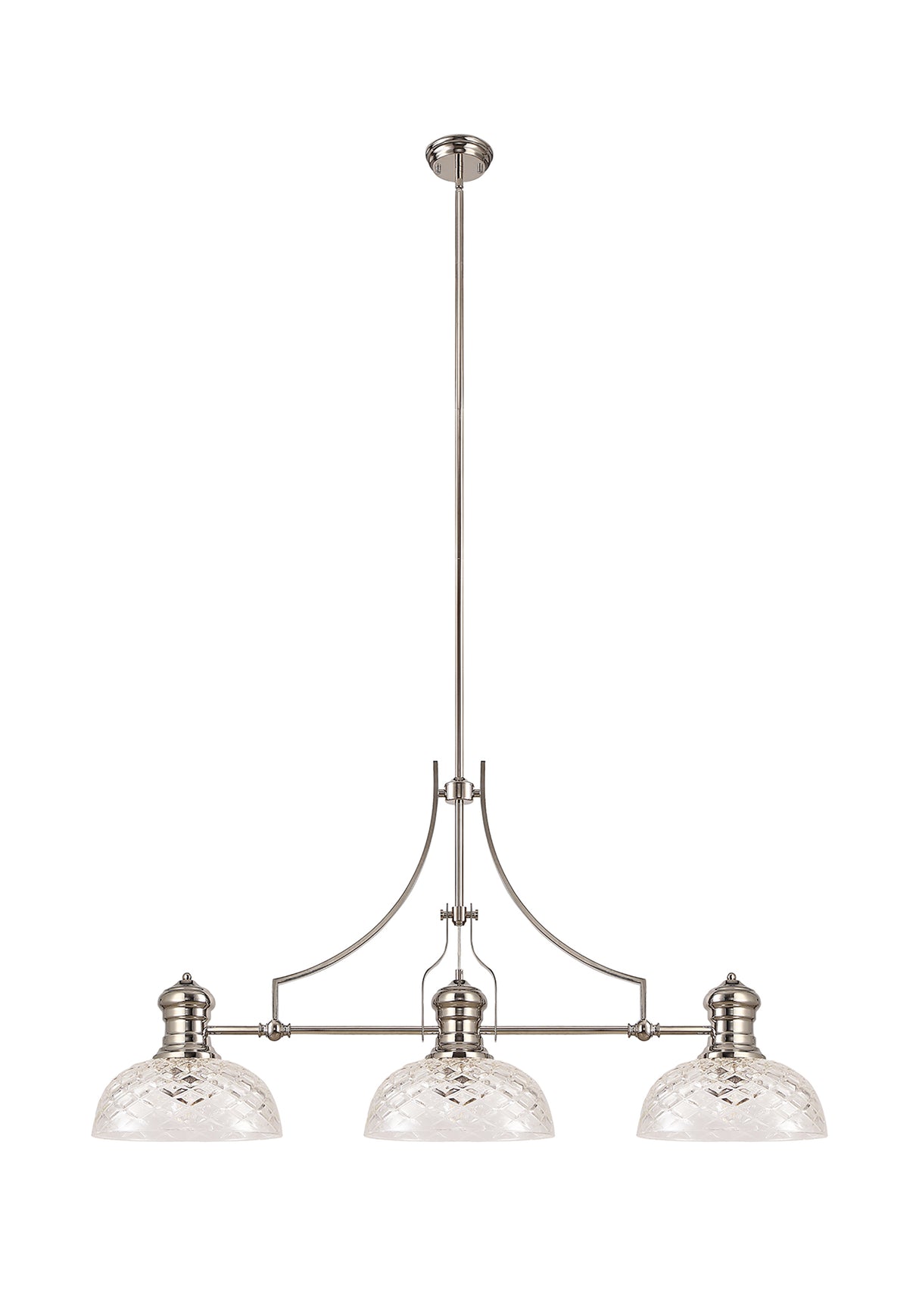 LOU4218 Louis Pendant 3 Light in a Polished Nickel Finish